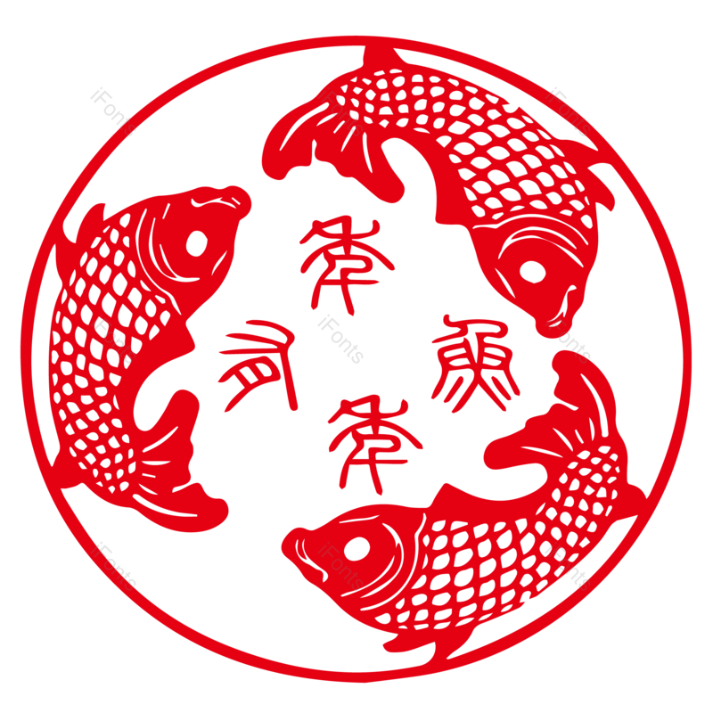 中国风图片,锦鲤元素,窗花PNG,剪纸免抠素材